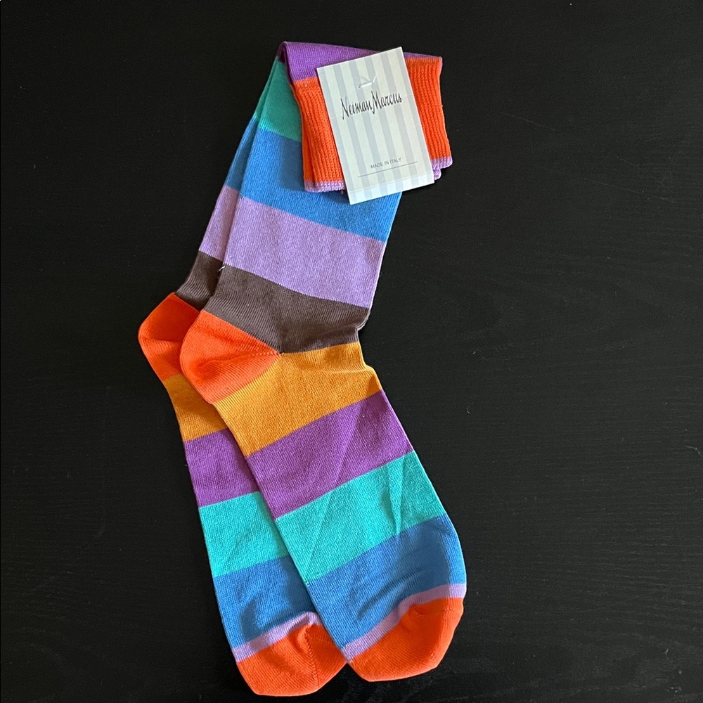 Neiman Marcus Men's Vibrant Striped Socks